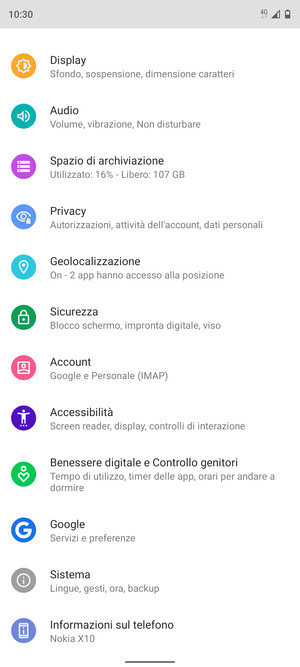 Scorri e seleziona Sistema