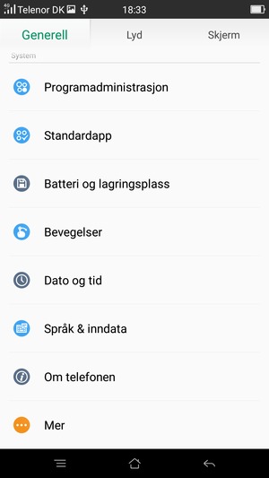 Bla til og velg Om telefonen