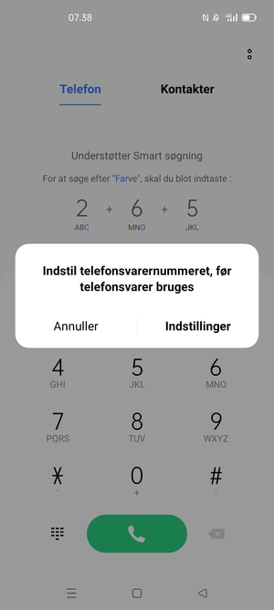 Hvis din telefonsvarer ikke er sat op, vælg Indstillinger