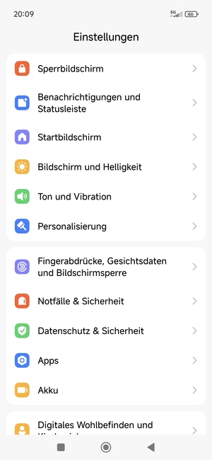 Scrollen Sie und wählen Sie Fingerabdrücke, Gesichtsdaten und Bildschirmsperre