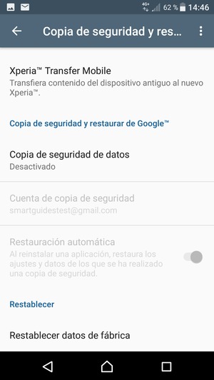 Desplácese y seleccione Copia de seguridad de datos