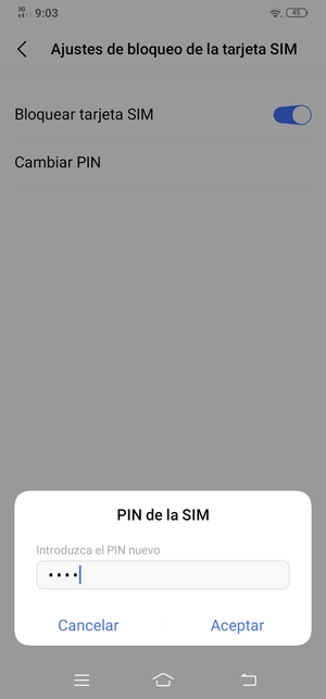 Confirme su nuevo PIN de la SIM y seleccione Aceptar