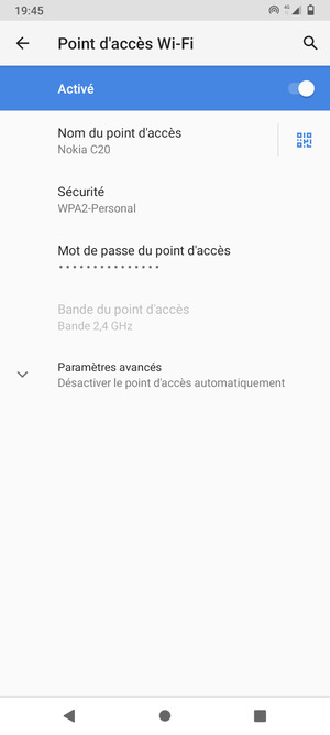 Votre téléphone est maintenant configuré pour être utilisé comme modem