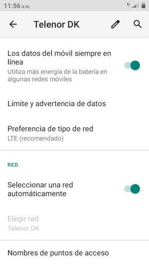 Desactive Seleccionar una red automáticamente