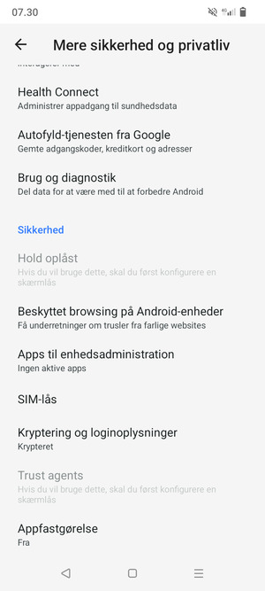 Scroll til og vælg SIM-lås
