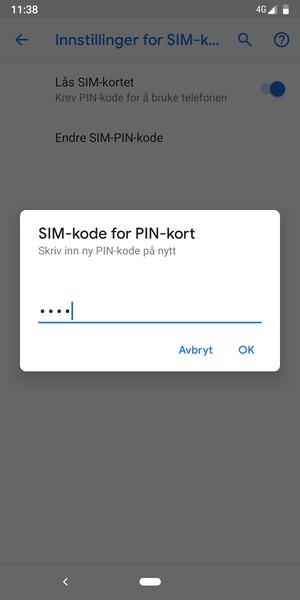 Bekreft din nye PIN-kode for SIM-kort og velg OK
