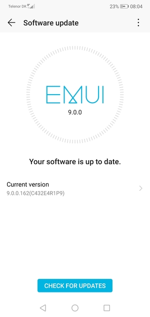 If your phone is up to date, you will see the following screen