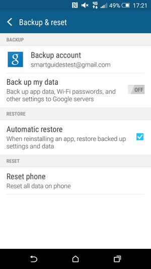 Select Backup account