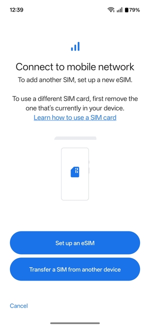 Select Set up an eSIM