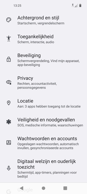 Scroll naar en selecteer Locatie