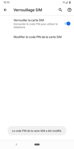 Votre code PIN de la carte SIM a été modifié
