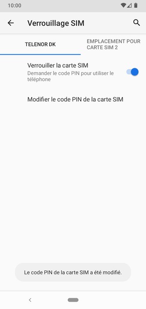 Votre code PIN de la carte SIM a été modifié