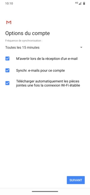 Sélectionnez SUIVANT
