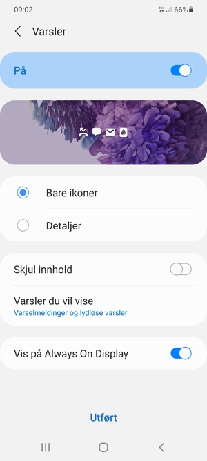 Velg ønsket alternativ og velg Utført
