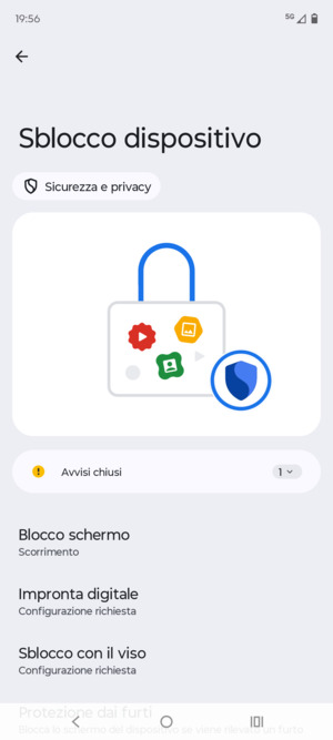 Seleziona Blocco schermo