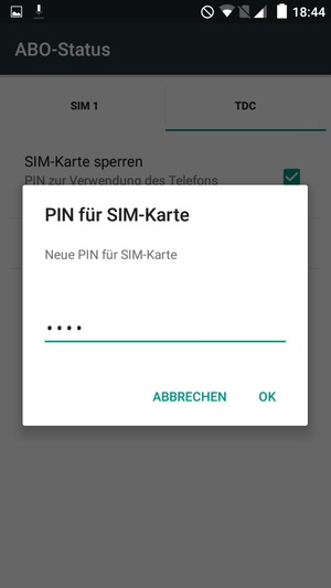 Geben Sie Ihre Neue PIN für SIM-Karte ein und wählen Sie OK