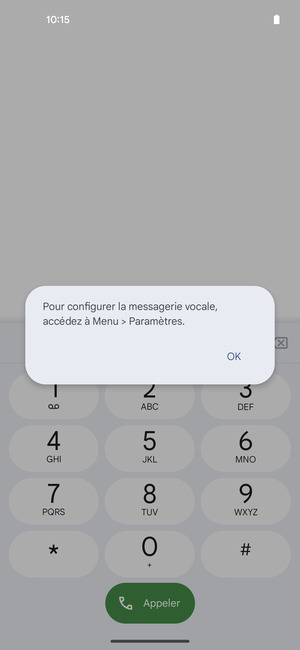 Si votre messagerie vocale n'est pas configurée, sélectionnez OK