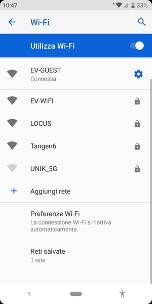Ora sei connesso alla rete Wi-Fi