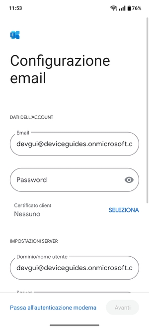 Inserisci la tua password