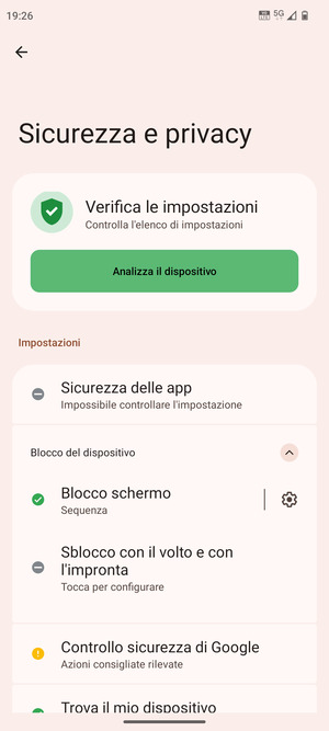 Il tuo telefono è ora protetto dal blocco schermo