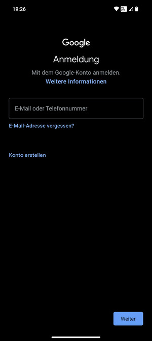 Geben Sie Ihre Gmail Adresse ein und wählen Sie Weiter
