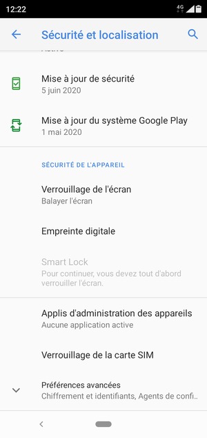 Pour activer votre écran de verrouillage, sélectionnez Verrouillage de l'écran