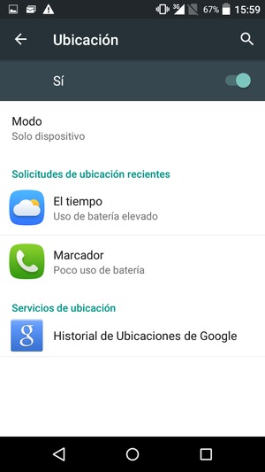 Desactive Ubicación