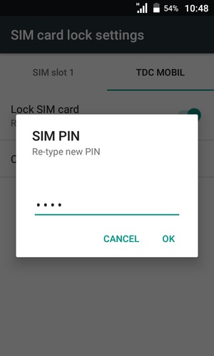 Confirm your new SIM PIN and select OK