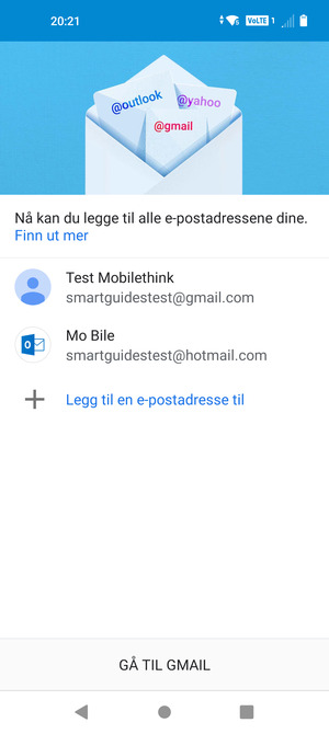 Velg GÅ TIL GMAIL