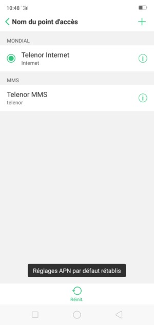Sélectionnez Nouvel APN