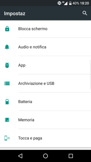 Scorri e seleziona Batteria