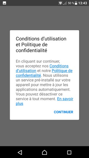 Sélectionnez CONTINUER