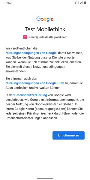 Wählen Sie Ich stimme zu