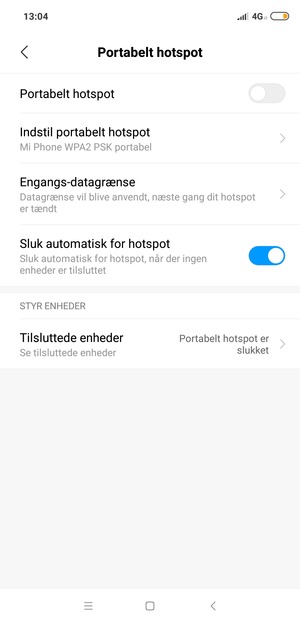Vælg Indstil portabelt hotspot