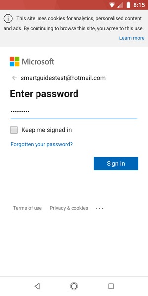 Enter your password and select Sign in