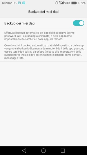 Seleziona il tasto Ritorno