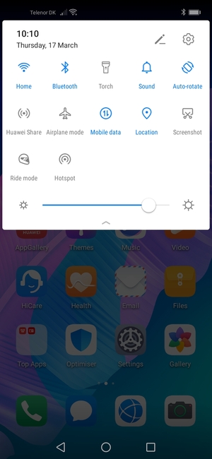 Slide down the top menu again