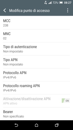 Scorri verso il basso e inserisci le informazioni di internet