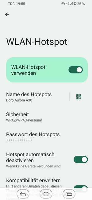 Ihr Handy ist jetzt für die Verwendung als Modem eingerichtet