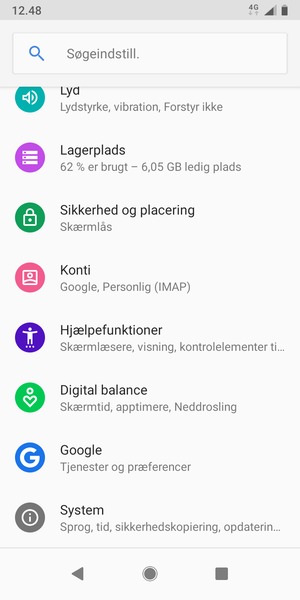 Scroll til og vælg System