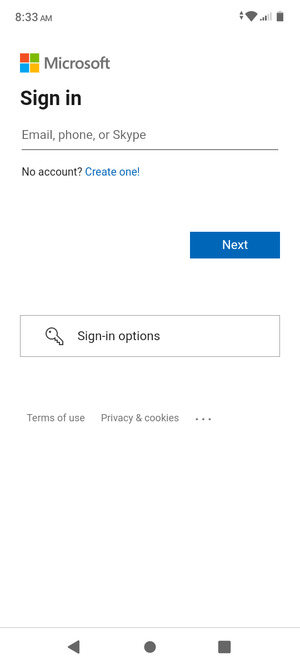 Enter your Email address and select Next