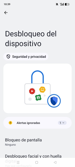 Seleccione Bloqueo de pantalla