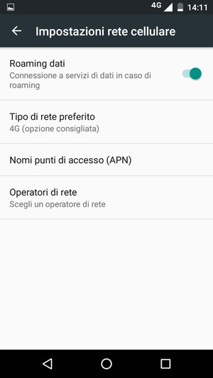 Attiva o disattiva Roaming dati