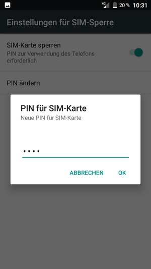 Geben Sie Ihre Neue PIN für SIM-Karte ein und wählen Sie OK