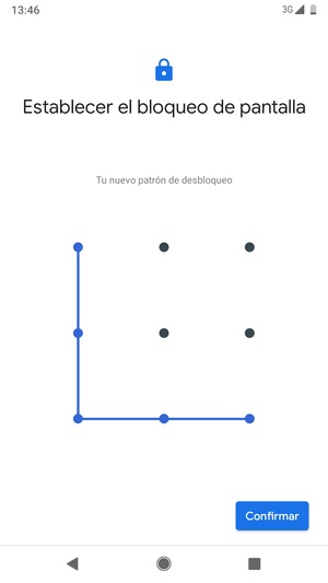 Dibuje de nuevo el patrón de desbloqueo y seleccione Confirmar