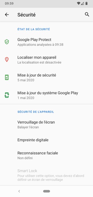 Sélectionnez Verrouillage de l'écran