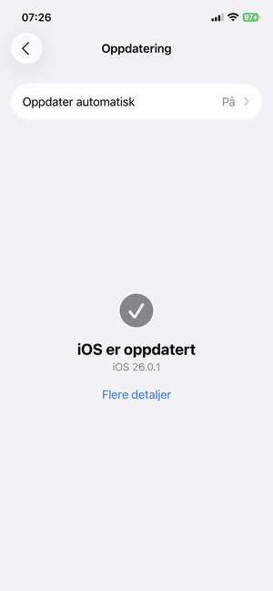 Hvis din iPhone er oppdatert, vil du se følgende skjermbilde.