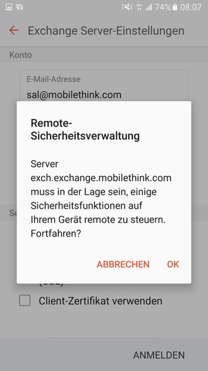 Wählen Sie OK