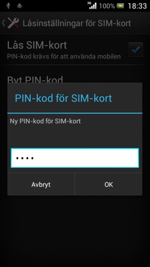 Ange din nya PIN-kod för SIM-kort och välj OK