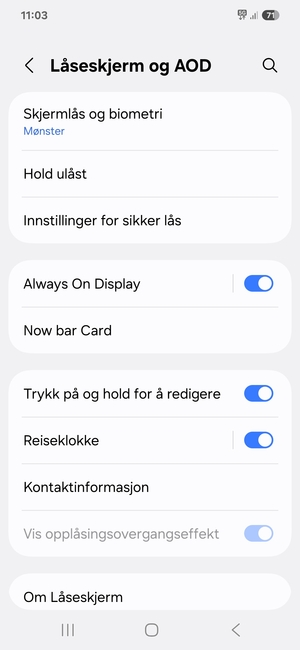 Telefonen din er nå sikret med en skjermlås